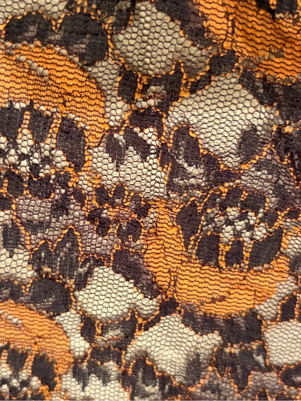 Vintage Lace Triangle Scarf Shawl Headscarf Shoulder Wrap Black Orange Gothic